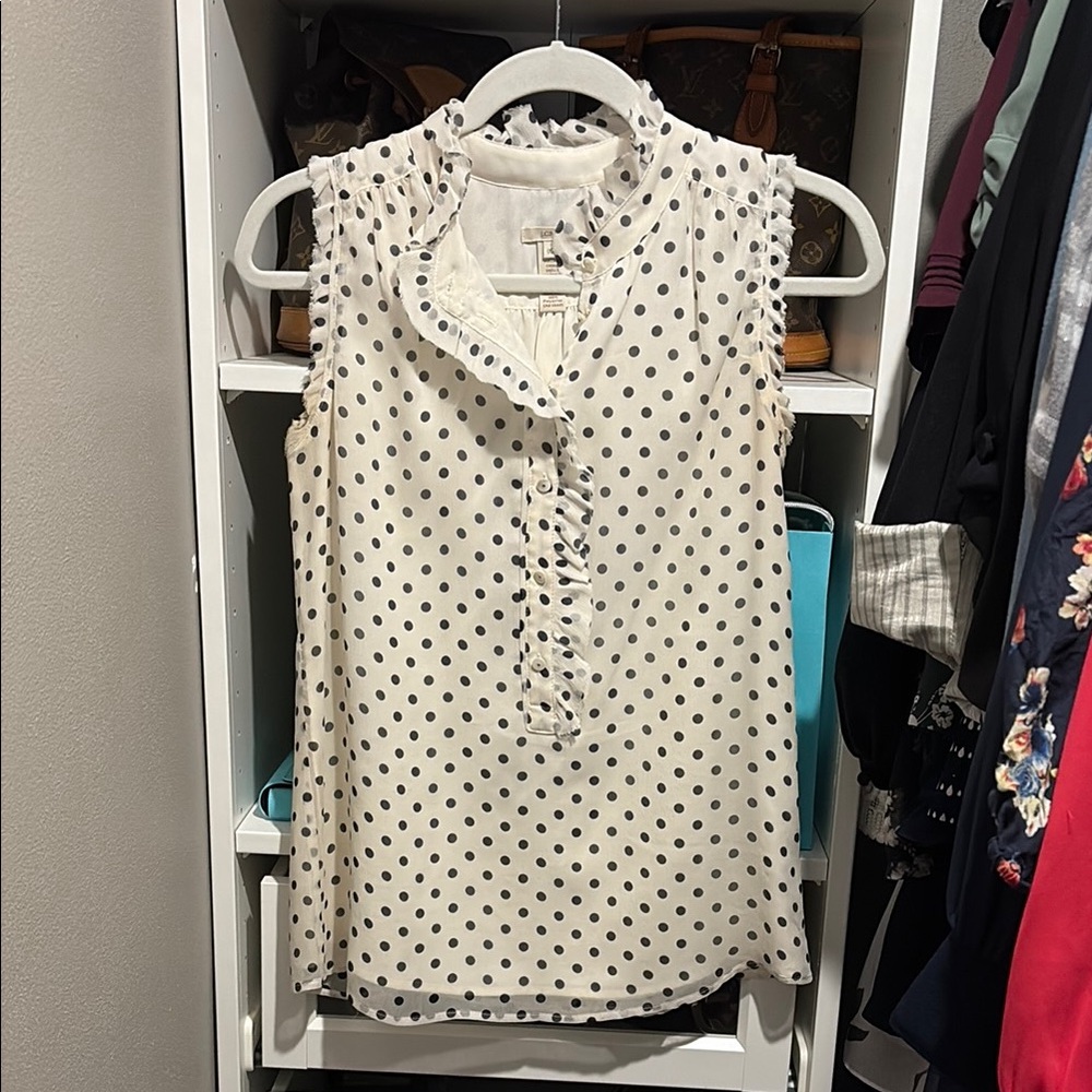 J Crew Polka Dot Sleeveless Blouse